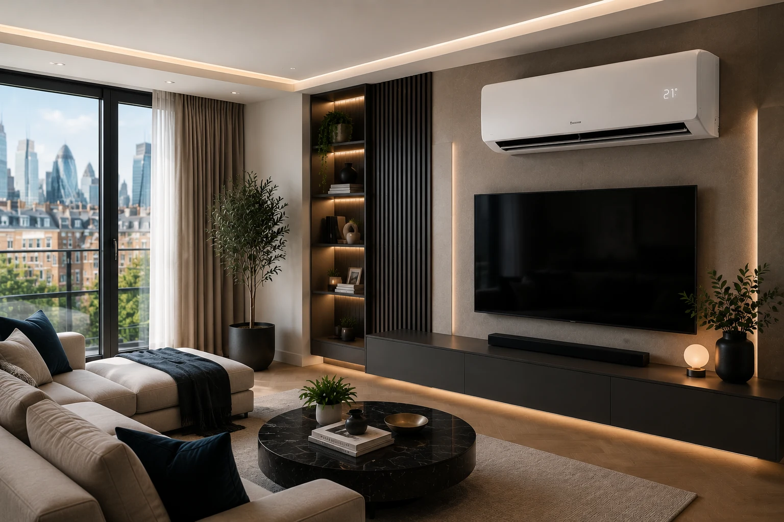 Modern air conditioning system installed in a London home